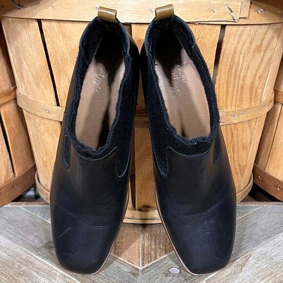 Crown Vintage Giancita Black Leather Gore Elastic Pull-On Ankle Boots Womens 9.5 - Picture 9 of 12